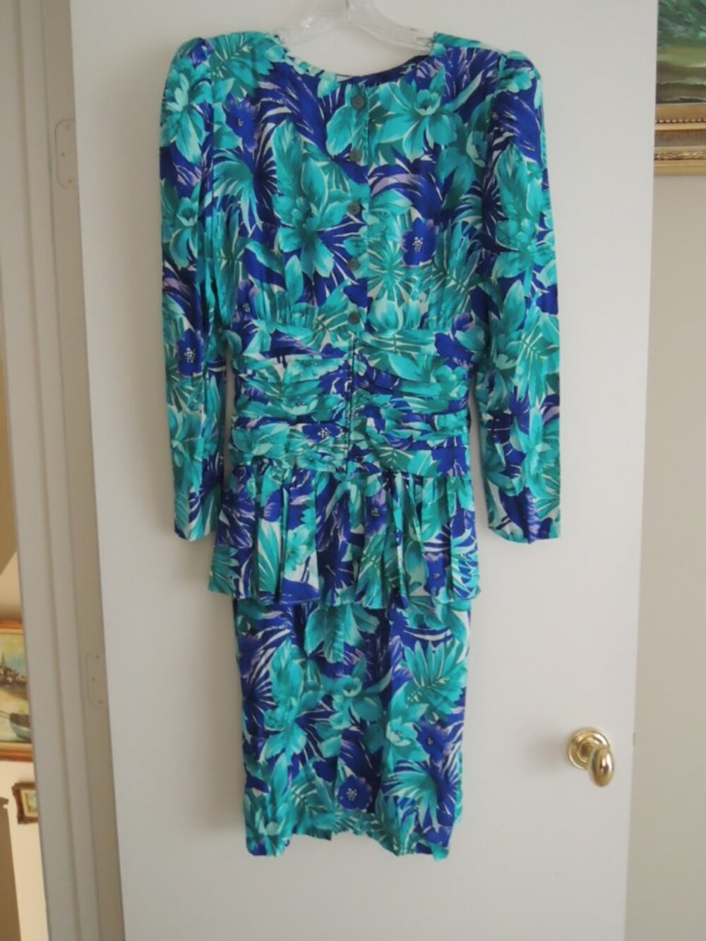 Ladies Dress Size 10 Peplum Waist L/S Floral Pattern by ELOQUENCE - NWOT - Picture 4 of 11